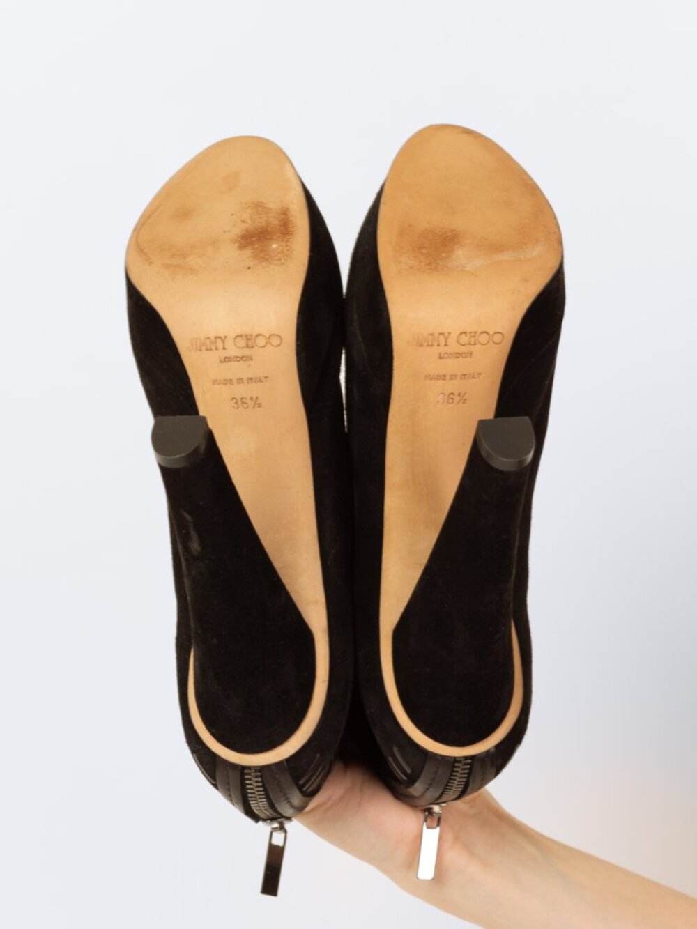 Jimmy Choo Evans Black Suede Heeled Booties - Size 36.5 - Picture 5 of 6